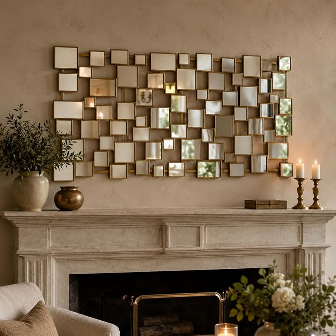 Large Modern Wall Mirror - 27.55"x55.1" Brushed Gold Wall Mirrors Metal Framed Decorative Mirror for Entryway Bedroom Living Room Home Decor - Image 6