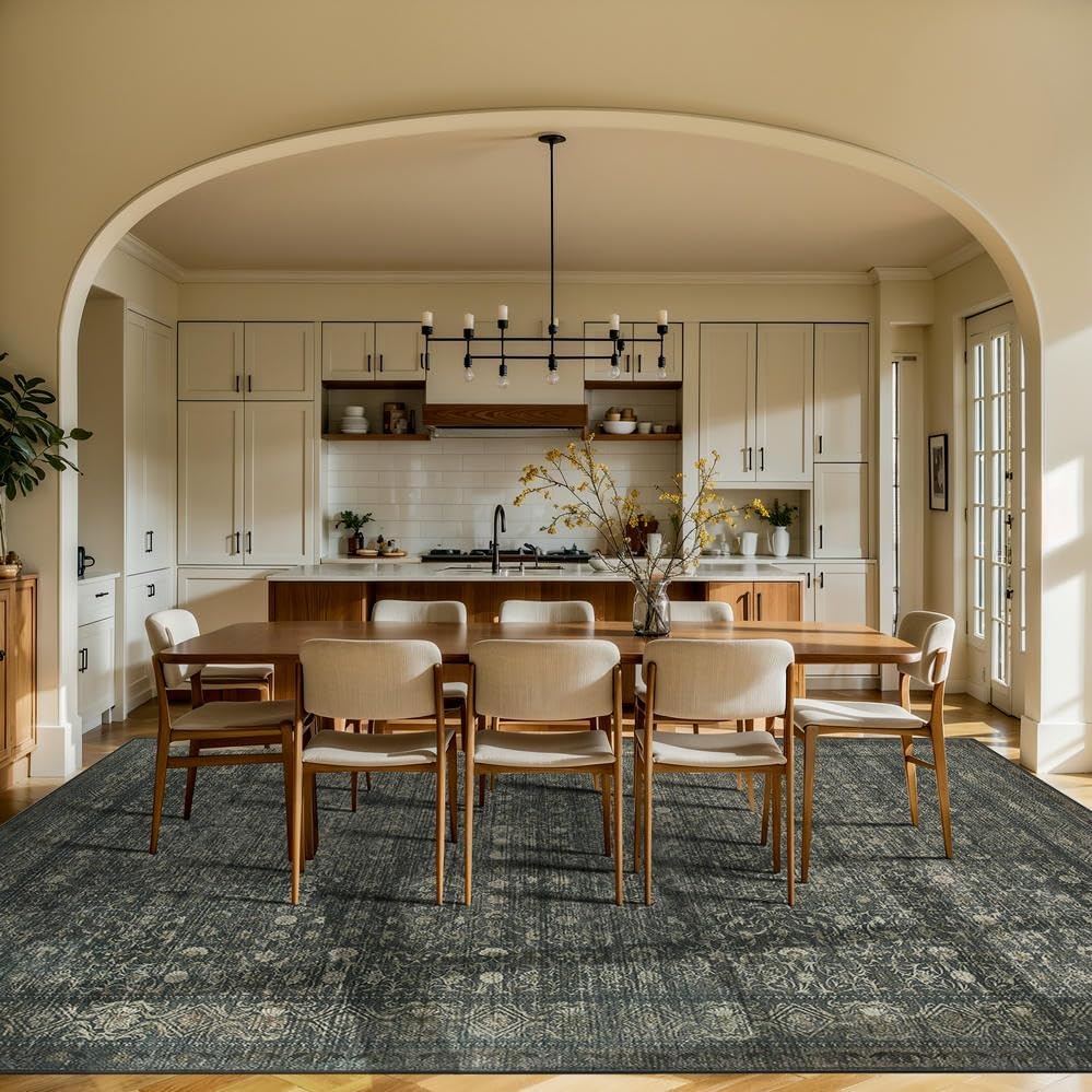 Rugxara 9x12 Extra Large Area Rug,Neutral Vintage Boho Rug for Living Room - Image 3