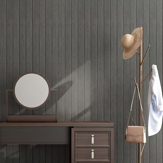 Thick Wood Slat Wall Panels, Modern 3D Peel and Stick, 15.75"x118" Self-Adhesive Accent Wall with Sound Dampening for TV Wall and Ceiling, Bedroom, Home Office, Dark Grey, 13 Sq Ft - Image 2