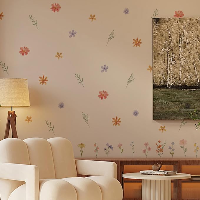 Nursery Floral Wall Stickers Decals Peel and Stick Decor 12 Sheets | Peel & stick, no residue, watercolor, nursery kids room bedroom playroom classroom decor, DIY craft, safe non-toxic material - Image 6