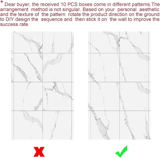 10pcs Marble Peel and Stick Waterproof Wall Panels,Heat-Resistant Backsplash Tile, 23.6"x11.8" PVC Foam Wall Sticker for Kitchen,Living Rooms,TV Walls,White and Gray (Not Real Tile 19.4Sq. Ft.) - Image 8