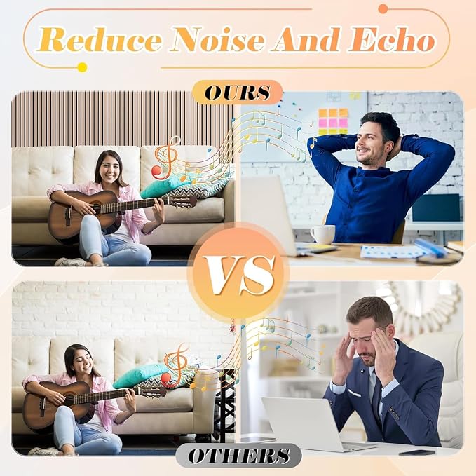 16" x 12" Acoustic Panels 12 Pack, Self-Adhesive 3D Wall Tiles Camel | Polyester Panels for Sound Absorption, Covers 16 Sq Ft, Odor-free, Harmless to Breathe & Touch, Reduce Noise and Echo, Camel - Image 4