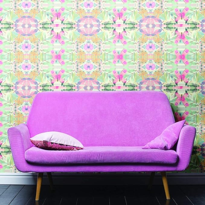 RoomMates RMK10853WP Pink Synchronized Geometric Peel and Stick Wallpaper 20.5" x 16.5 feet, White - Image 3