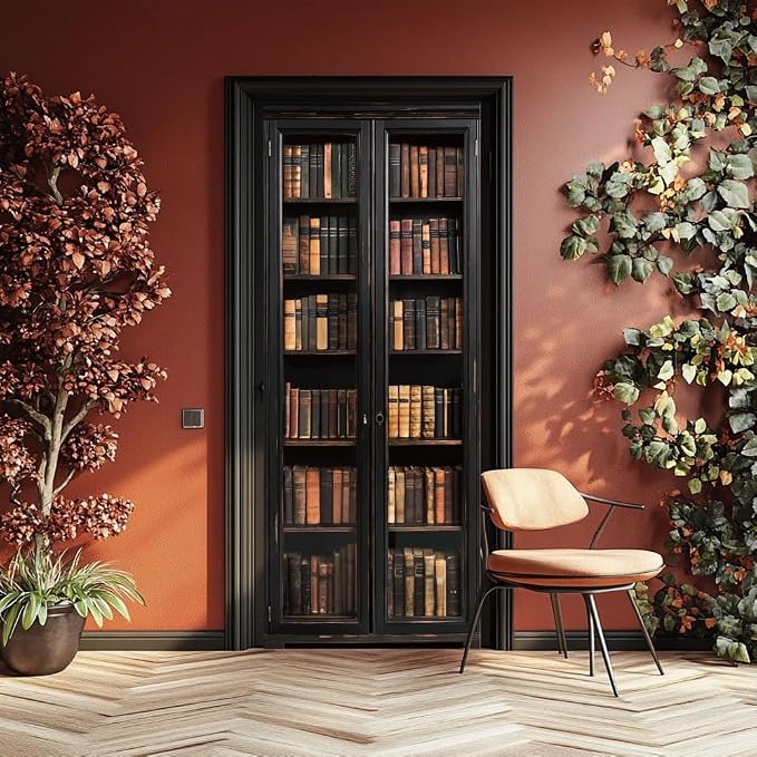 arricraft 2 Pcs Self-Adhesive Door Sticker, 31.5"x78.7" Book Shelf Pattern Door Murals Stickers PVC Wall Removable Wallpaper Decoration for Christmas Bedrooms ​Living Room by ARRICRAFT