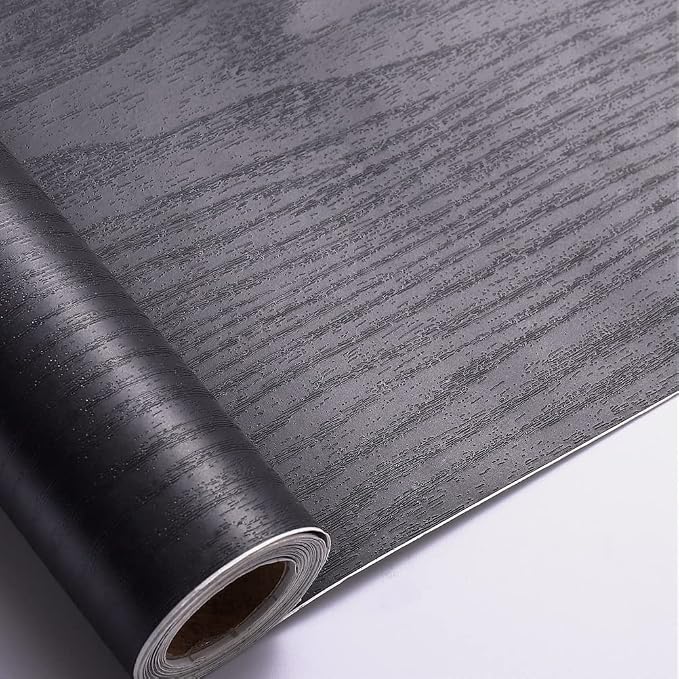 Arthome Peel and Stick Wallpaper - Black Wood Contact - Black Wallpaper - Self-Adhesive & Removable Wall Paper for Countertop Furniture Kitchen, Countertop Contact Paper, Easy to Clean, (23.6"x200") by ArthomeWALLDECOR