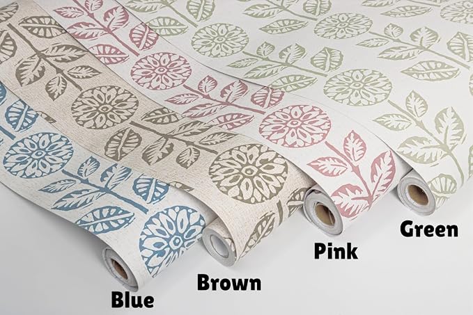 Wudnaye Floral Wallpaper Peel and Stick Boho Contact Paper 17.7in×196.8in | Vintage Floral Peel and Stick Wallpaper Boho Self Adhesive Wall Paper Beige Green Waterproof Removable Wallpaper for Bathroom - Image 9