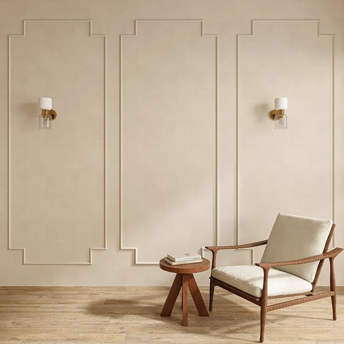 Pangdam 3 Set Peel and Stick Wall Molding Kit Scalloped Wainscot Wall Panel Premade Accent Molding Wainscoting Ready to Assemble Wainscoting Panel for Home Decor(96''x37.5'',Classic Style) - Image 2