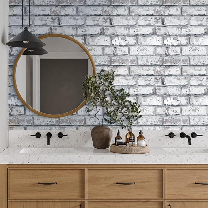 COMSTICKC 3D Peel and Stick Faux Brick Wall Panels for Quick DIY Wall Decor | Gray White, 10 Pcs 11.8" x 11.8", Not Real Brick, Small Size, Lightweight Thin PVC Decorative Wall Sticker, Cover 9.7 sq ft - Image 8