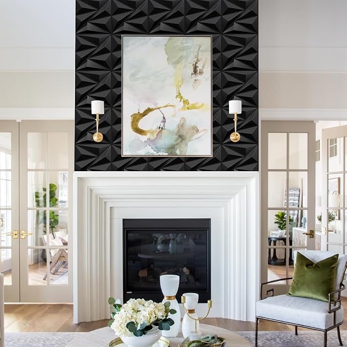 STICKGOO Black Diamond 3D Wall Panels, 12''x12'', 33 Pack | PVC Accent Wall Panels for Interior Wall Decor, Living Room, Bedroom, TV Background, Lobby, Cover 32.Sq.Ft - Image 8