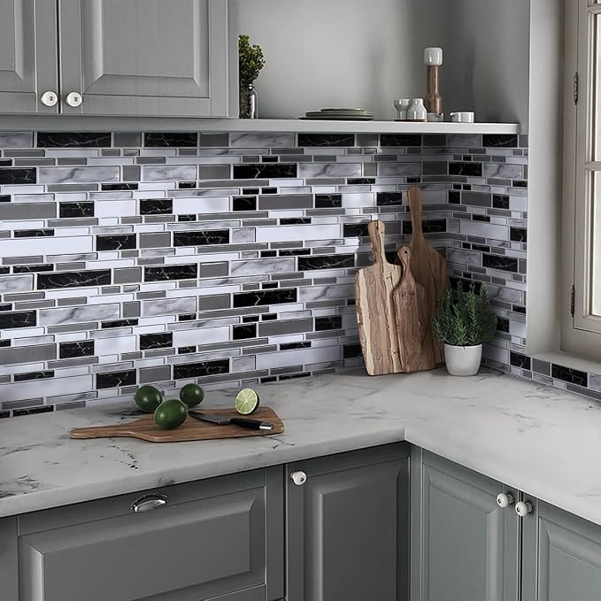 Livebor Kitchen Wallpaper Peel and Stick for Bathroom 11.8inch x 196.8inch | Kitchen Contact Paper Backsplash Tiles Wallpaper Peel and Stick Waterproof Countertop Wallpaper for Bathroom Cabinet Vinyl - Image 9