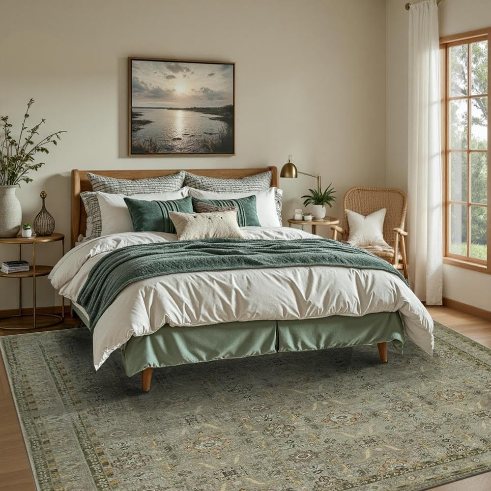 Rugxara Area Rugs 5x7 Washable Rug for Living Room Bedroom, Olive Green - Image 3