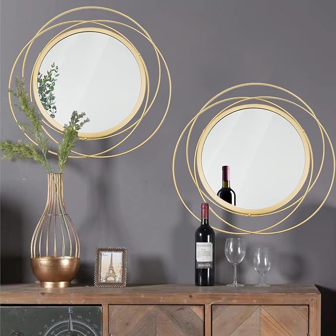 2 Set Circle Mirrors for Wall Decor Living Room Bedroom Entryway by Cityelf