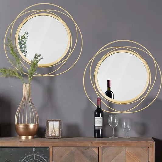 2 Set Circle Mirrors for Wall Decor Living Room Bedroom Entryway by Cityelf