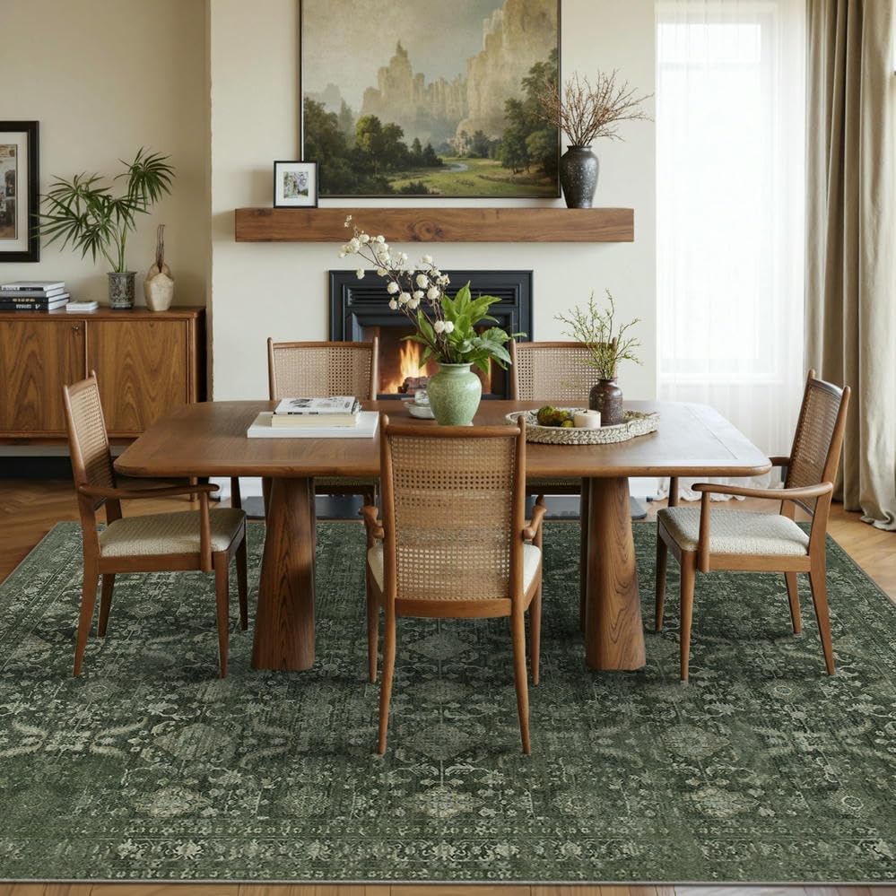 Rugxara Area Rugs 5x7 Washable Rug for Living Room Bedroom, Vintage Green - Image 6