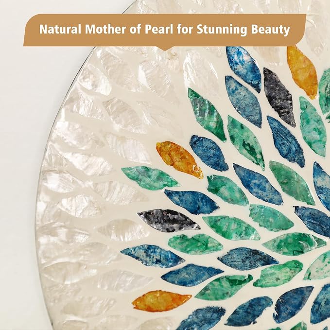 Jewel-Tone Mother of Pearl Mirror Wall Decor for Living Room,Colored - Image 2