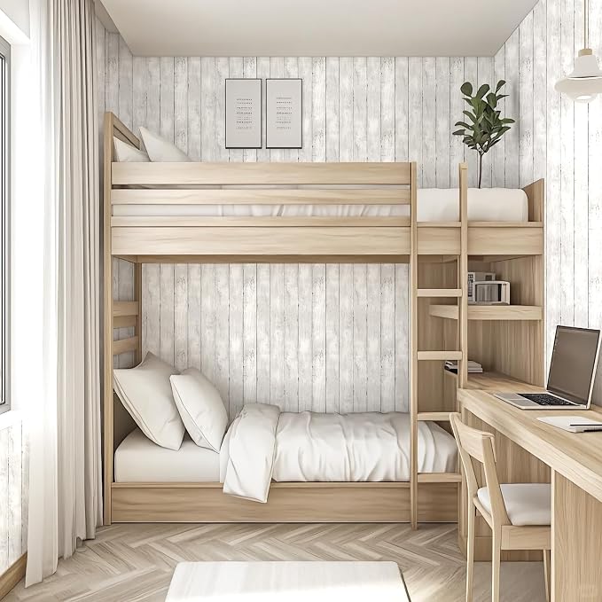 Yun-aeon Natural Wood-White Contact Paper Peel and Stick Wallpaper | 17.3"x 80"Self Adhesive Removable Vintage Faux Wood Wall Paper Plank Shelf Home Decoration Kitchen Counter Cover - Image 8