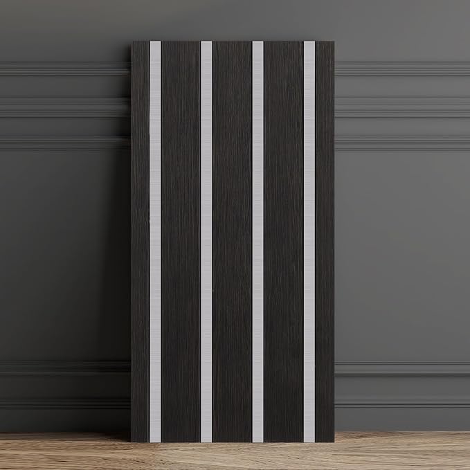 Haimin 3D Wall Panels Wood Grain Slat, 10Pcs 23.6"x11.6" Peel and Stick Self-Adhesive Textured Paneling, Easy DIY Light Luxury Decor for Bedroom Living Room Home (Black Oak with Silver) - Image 6