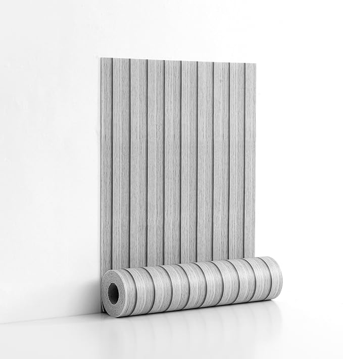Gray Peel and Stick Slat Wall Panels,Wood Grain Paneling 118"x15.75" | (13Sq.ft)Self-Adhesive,Soundproof,Moisture-Resistant,3D,Faux Wood Panels,for Bedroom,Bathroom,Entryway,Walls & Ceilings by LVSHI