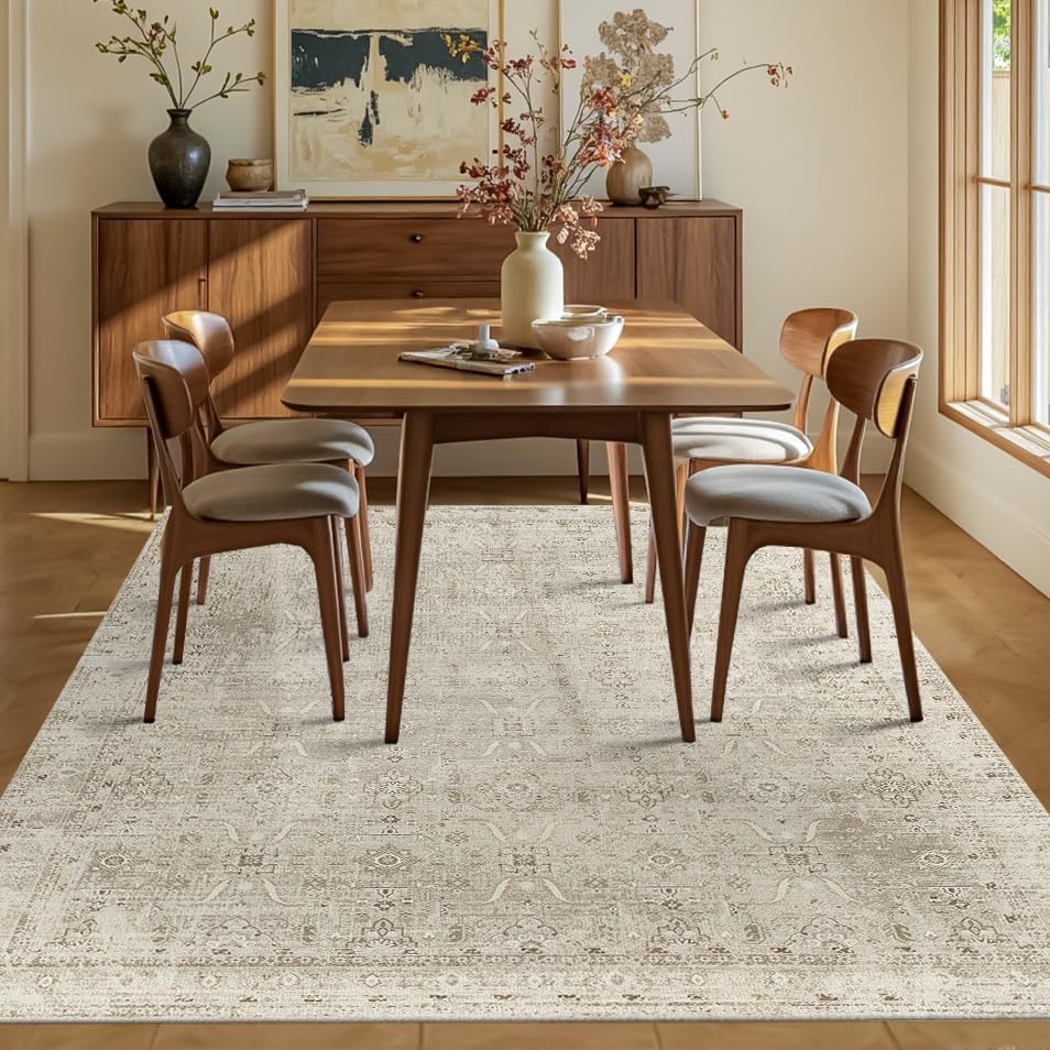 Rugxara Beige Area Rugs 5x7 Washable Soft Rug for Living Room Bedroom - Image 4