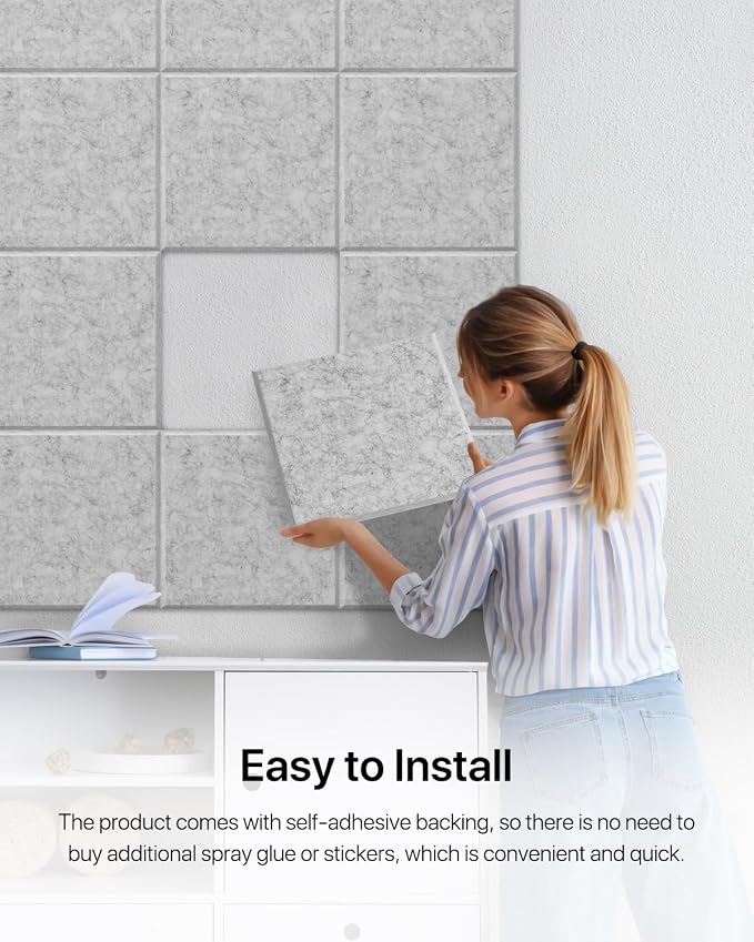 Soundsbay Self-Adhesive Soundproof Wall Panels 18 Pack 12"x12" Black | Square Acoustic Panels, 150kg/m³ High Density Covers 18 sq ft, Sound Proof Panels for Walls, Home Office, Bedroom - Image 6