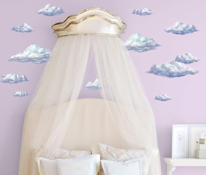 Create-A-Mural Sky Cloud Wall Decals Beautiful Cloud Wall Stickers Girls Wall Art Stickers for Bedroom Peel and Stick Kids Room Decor Nursery Toddler Teen Decorations Playroom Birthday Gift - Image 4