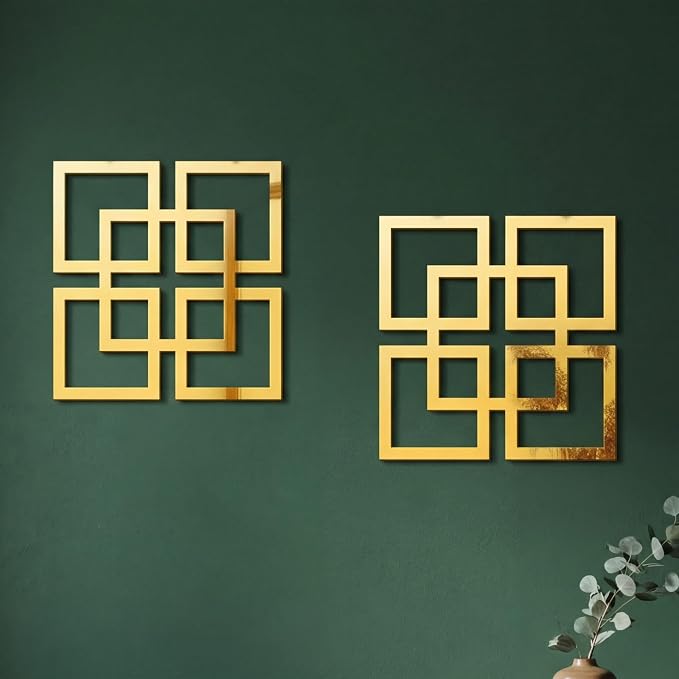 Weysat 2 Pieces Silver Mirrored Wall Decor 11.8 x 11.8, Gold, Mirrored - Image 7