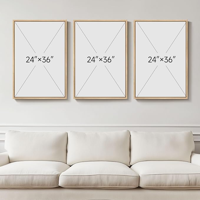 Large Framed Neutral Abstract Wall Art for Living Room, Modern 3D Artwork | Solid wood frame, Textured paintings, Neutral black white brown geometric, 3 piece 24x36 in big size, Bedroom or office decor - Image 8