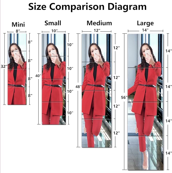 Unbreakable Full Length Wall Mirror, 4Pcs 10"x10", Over The Door, Made of Shatterproof Plexiglass Acrylic, Long Mirrors for Bedroom Closet, Workout for Home Gym, Full Body Mirror for Kids - Image 7