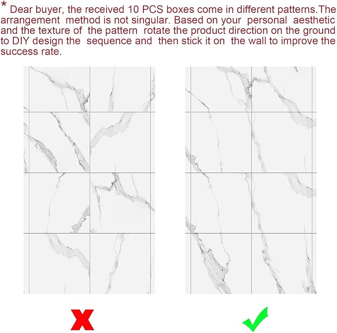 10pcs Thick Marble Peel and Stick Waterproof Wall Panels,Heat-Resistant Backsplash Tile, 23.6"x11.8" PVC Foam Wall Sticker for Kitchen,Living Rooms,TV Walls,White Gray (Not Real Tile 19.4Sq. Ft.) - Image 8
