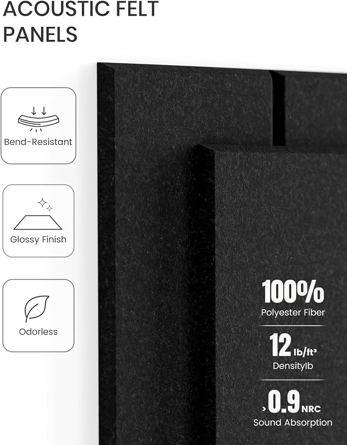 Fluxynara Felt Bulletin Board & Cork Board Alternative, Black | 48" x 36" Pin board, Removable Adhesive Tabs, Easy Install Without Wall Damage, For Home Office Decor - Image 4