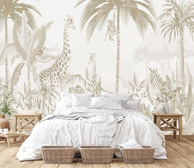 PYFFYP-Safari Jungle Peel and Stick Tropical Wallpaper murals for Nursery by PYFFYP