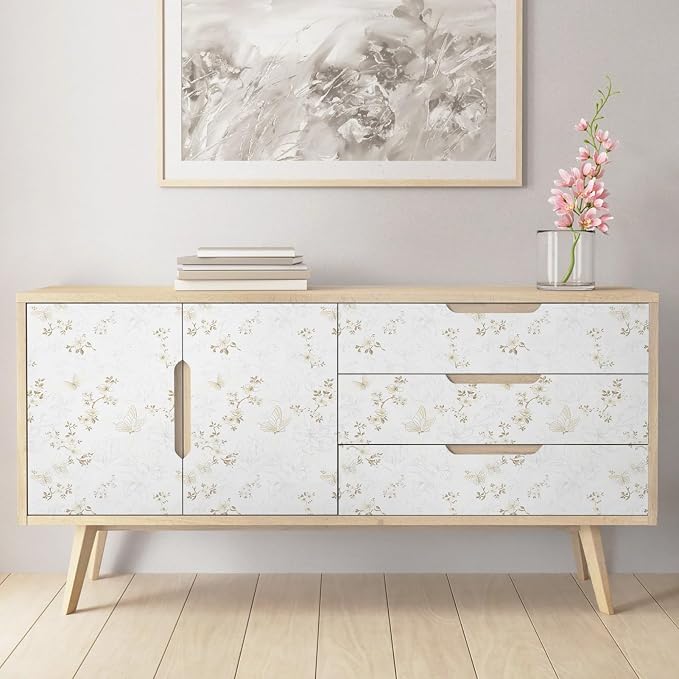 Ismoon 17.3"x393"Peel and Stick Wallpaper Boho Vintage Floral Wallpaper Beige/Brown Butterfly Contact Paper for Cabinets Removable Self-Adhesive Wall Paper Bedroom Covering Wall Decorative Vinyl - Image 7