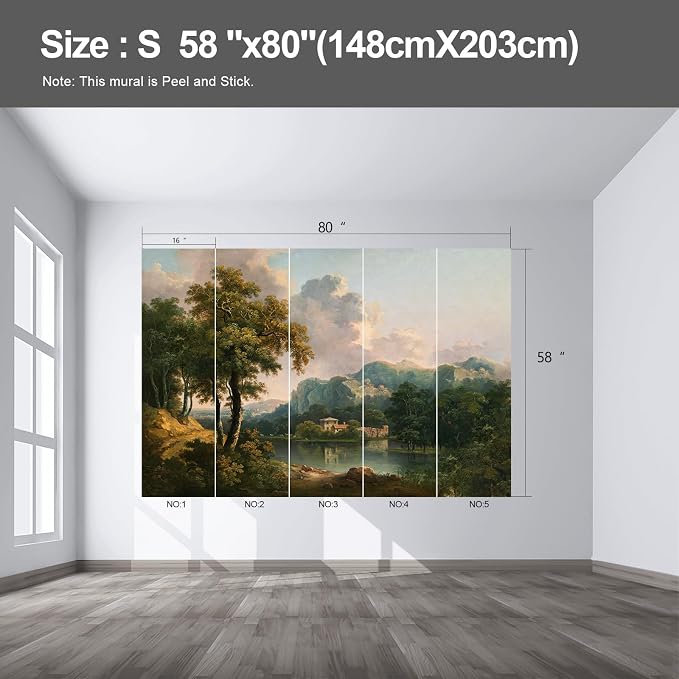 Forest Landscape Oil Painting wall murals Peel and Stick self Adhesive Wallpaper for Bedroom Living Room - 58"x80" - Image 2