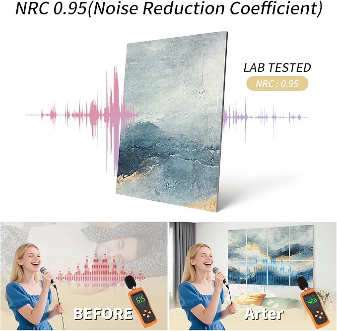 Art3d Acoustic Wall Panels, 48 x 32 in Set, 8-Pack Decorative Wall Art | UV-printed polyester, helps reduce echo, sound absorbing decor for living room, bedroom, office, studio and gaming room - Image 3