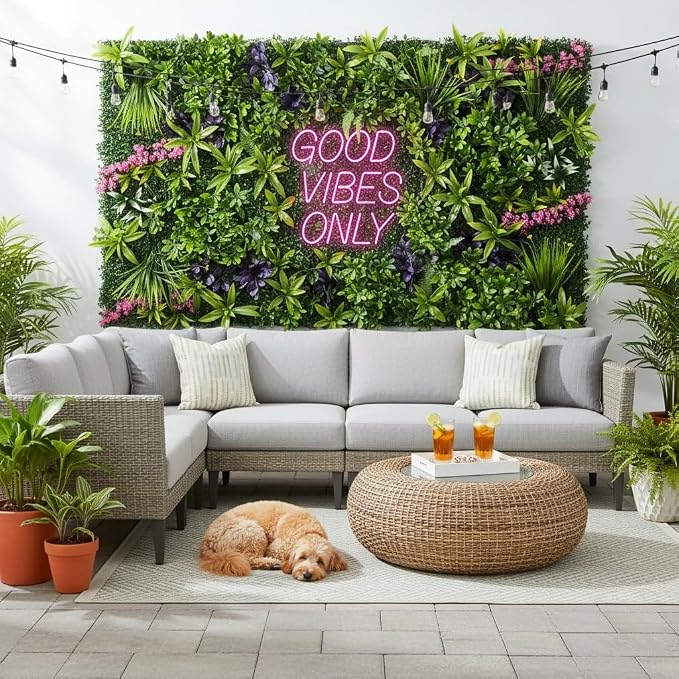 40" x 20" Artificial Grass Wall, Faux Greenery Backdrop Flower Wall Panels | UV-Anti, Fake Ivy Vine Balcony Fence, Indoor Outdoor Green Wall Decor, Garden Ivy Privacy Screen, Boxwood Patio Fence Panels - Image 5