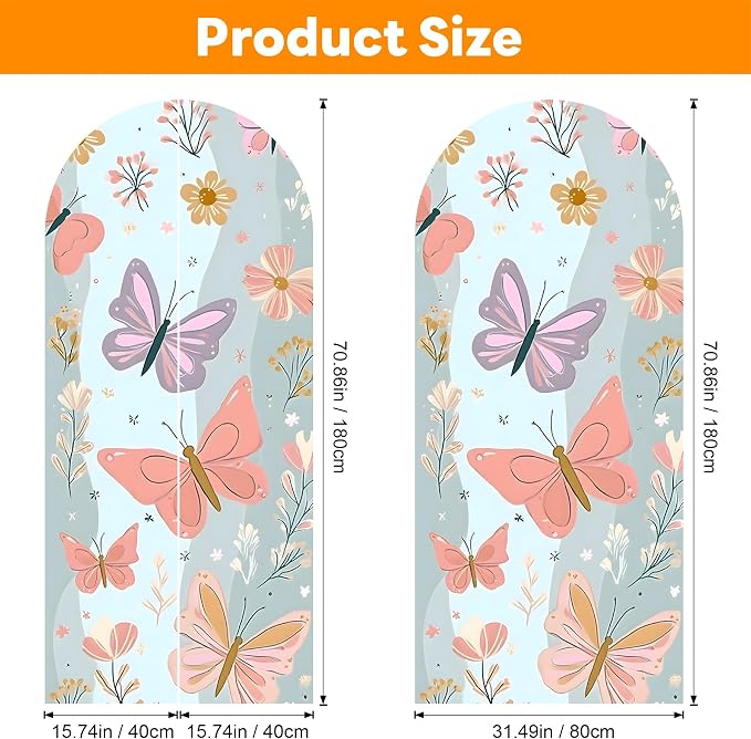 Arch Wall Decals Peel and Stick, Large Wall Stickers, Removable Home Decor Art Wallpaper for Bedroom Living Room 71'' × 31.7'' (Butterfly) - Image 2