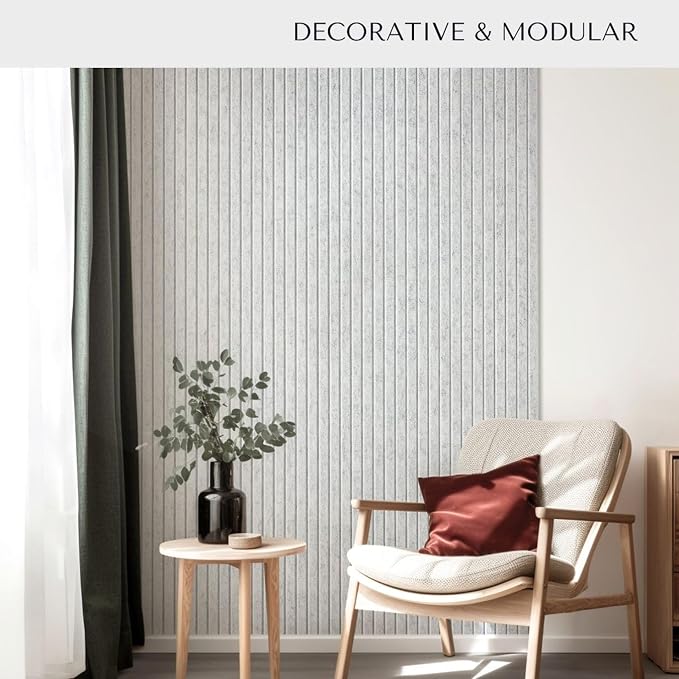 VIVELDA Large Felt Bulletin Board 48 x 36 Inch - 12-Pack Square Acoustic Wall Panels, Cork Board Alternative, NRC 0.95, Damage-Free Adhesive, Slatted Design for Home, Classroom (Marble) - Image 6