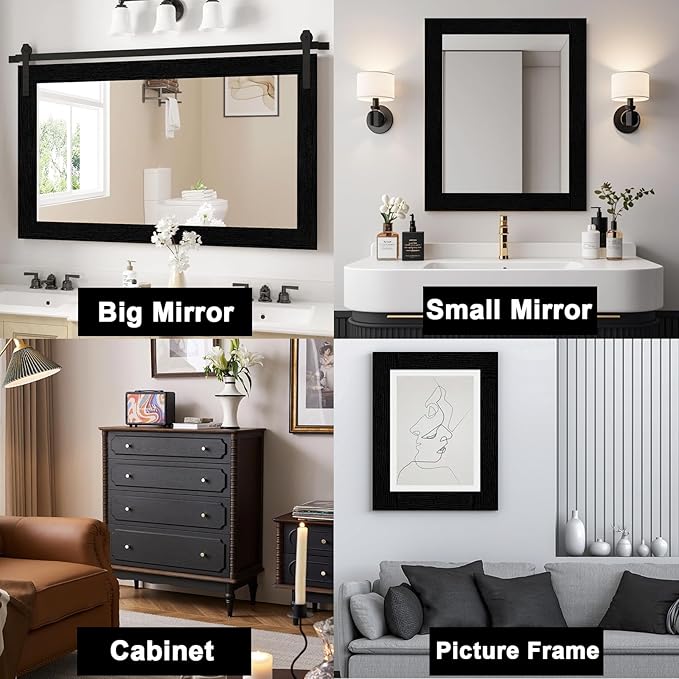 Alened 10M Black Mirror Border Peel and Stick, Wood Grain Wallpaper Border - Image 5