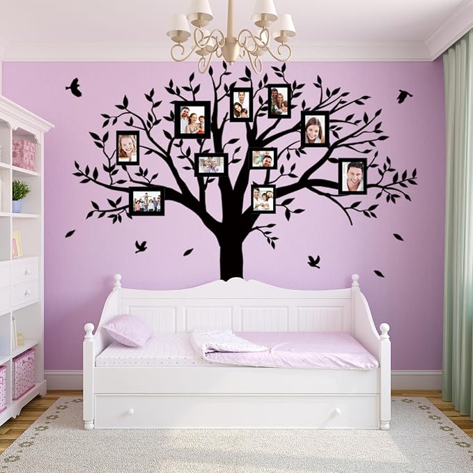 Family Tree Wall Decal - 'Family Like Branches On A Tree' Quote Lettering Wall Sticker for Bedroom Decoration (Black) - Image 4