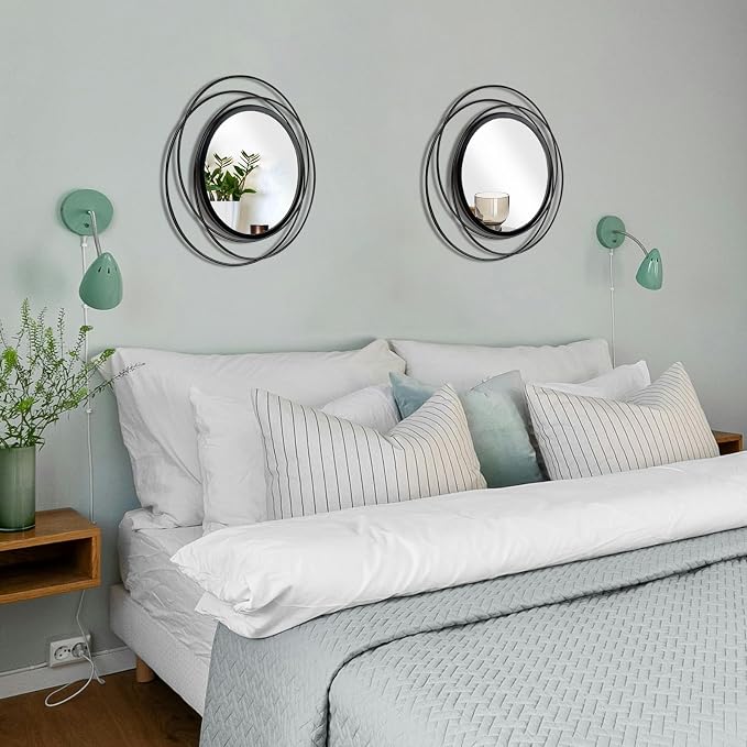 2 Set Circle Mirrors for Wall Decor Living Room Bedroom Entryway - Image 3