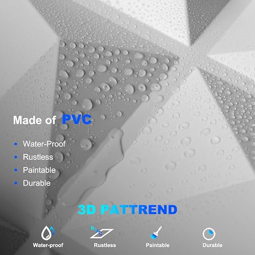 Art3dwallpanels 20 Pack 3D Wall Panels for Interior Wall Decor, 12''x12'' White Accent Diamond Panels for Gaming Room Bedroom TV Background, White - Image 3