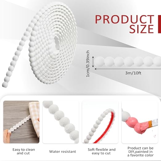Leinuosen Flexible Bead Molding Trim Peel and Stick White 10ft /10 mm - Image 2