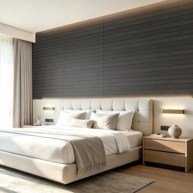 AMZDEPOT Peel and Stick Wood Panels for Wall, 6 Pack, Black Wood | Self-Adhesive Slat Wall Panels, PVC Thick, 3D Wood Grain Wallpaper, for Walls and Ceilings, 48"x15.75", Packed in Long Boxes - Image 8