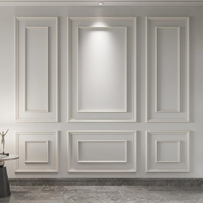 Art3d Premade Bilinear Frame Wainscoting Molding Set, 6 Separate Frame | Polystyrene, Lightweight, Effortless Installation, Shock-Resistant, Long-Lasting, Ideal for Living Rooms, Bedrooms by Art3d
