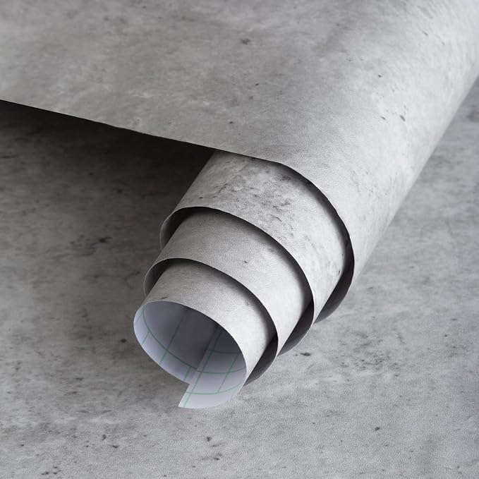 3yecao 16"×591" 3D Grey Concrete Wallpaper Peel and Stick Large Size Light Grey Concrete Cement Contact Paper Vinyl Stained Matte Textured Self Adhesive Gray Wallpaper for Bedroom Bathroom Basement by 3YECAO