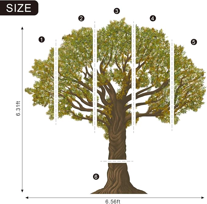 6.7 Ft x 6.2 Ft Olive Tree Wall Decals, Oversized for Teen Room | Muted Vintage Original Hand-Drawn Olive, Peel and Stick Mural, Calming Decor for Classroom, Reading Nook and Living Room - Image 4