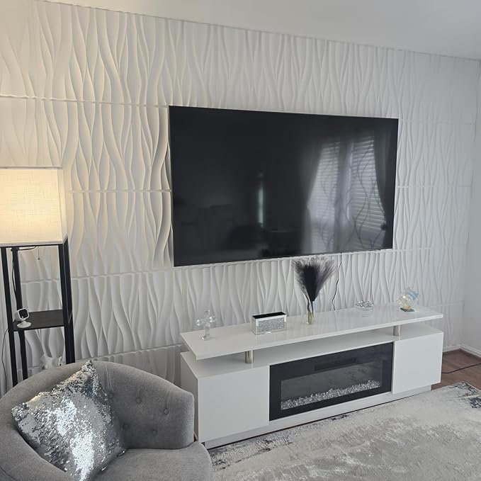 STICKGOO Wave 3D Wall Panels, White, 19.7" x 19.7", 12 Pack | PVC Accent Wall Panels for Interior Wall Decor, Living Room, Bedroom, Cover 32.4 Sq.Ft - Image 8