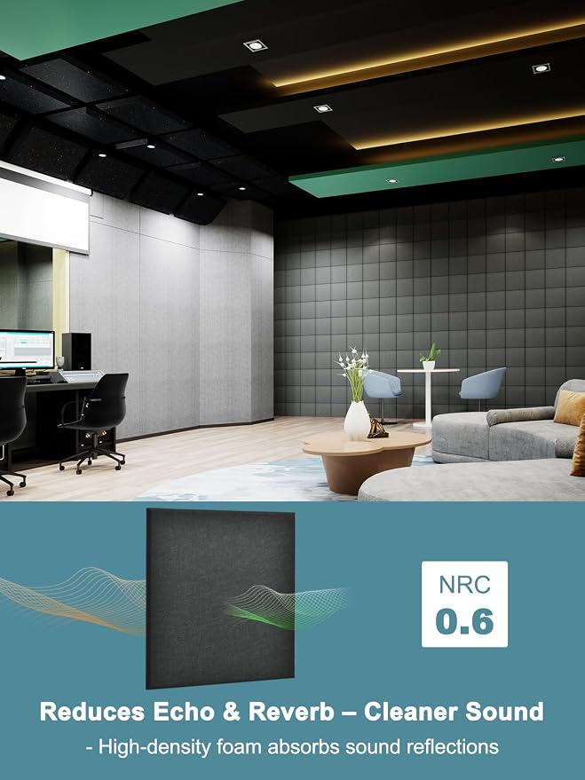 AKUMAX 24 Pack Acoustic Wall Panels, Peel and Stick Wall Panels for Walls,24 ft² PET Felt Sound Absorbing Panels 12 * 12 inch, Decorative Noise Reduction Panels for Home Office Studio Bedroom - Image 2