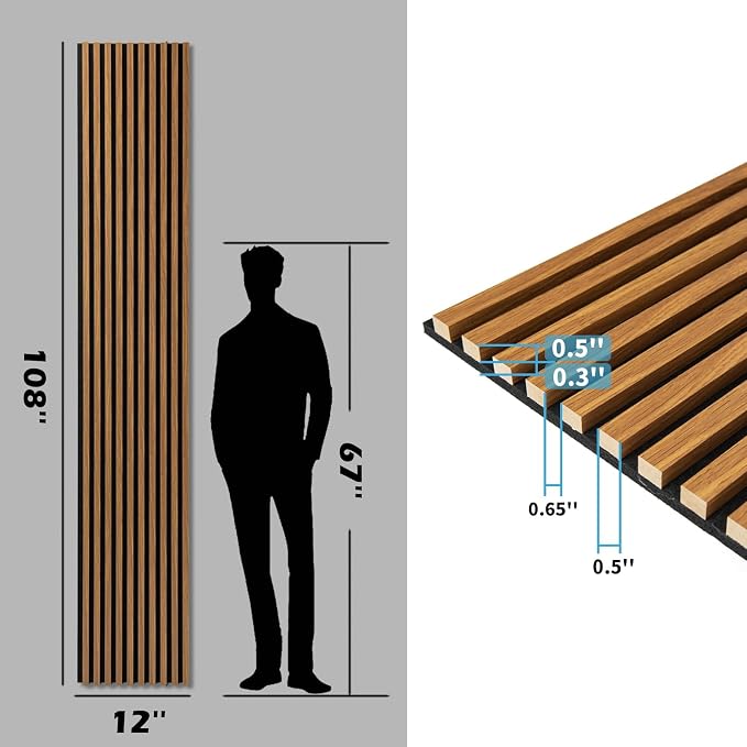 Art3d 108 x 12 in 3D Fluted Soundproof Wood Slat Wall Panel, 4-Pack, Teak | Reduce Noise, Durable, Sustainable, Moisture Resistant, Easy Mounting, Low Maintenance, Long Lasting, Home Decor, Office Use - Image 6