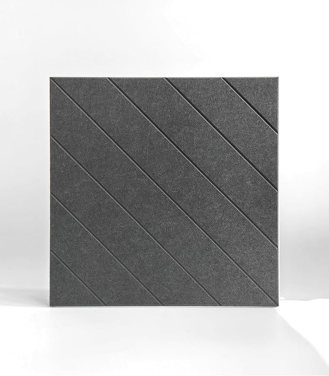 21.65" Large Square Acoustic Panels 4-Pack - Sound Absorbing Wall Panels, Noise Reducing Soundproof Decorative Felt Tiles for Home Office, Studio, Living Room - Gray Black - Image 4